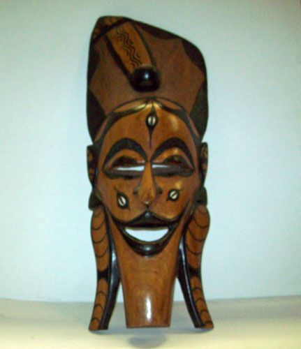 Native Mask West Africa Hand Carved Kari Shell Mahogany