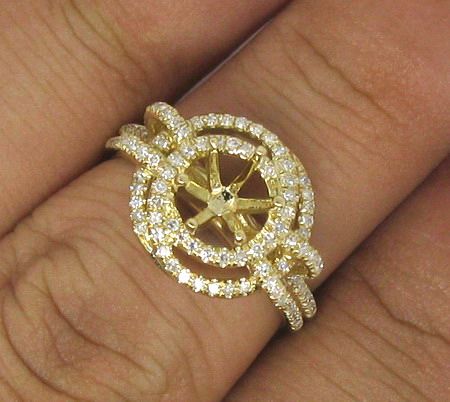 Round Cut 6 0mm Solid 14kt Yellow Gold Diamond Semi Mount Ring