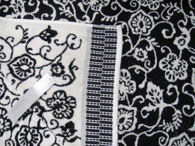 Kassatex Floral Bath Towel Set Blk Wht 6 PC