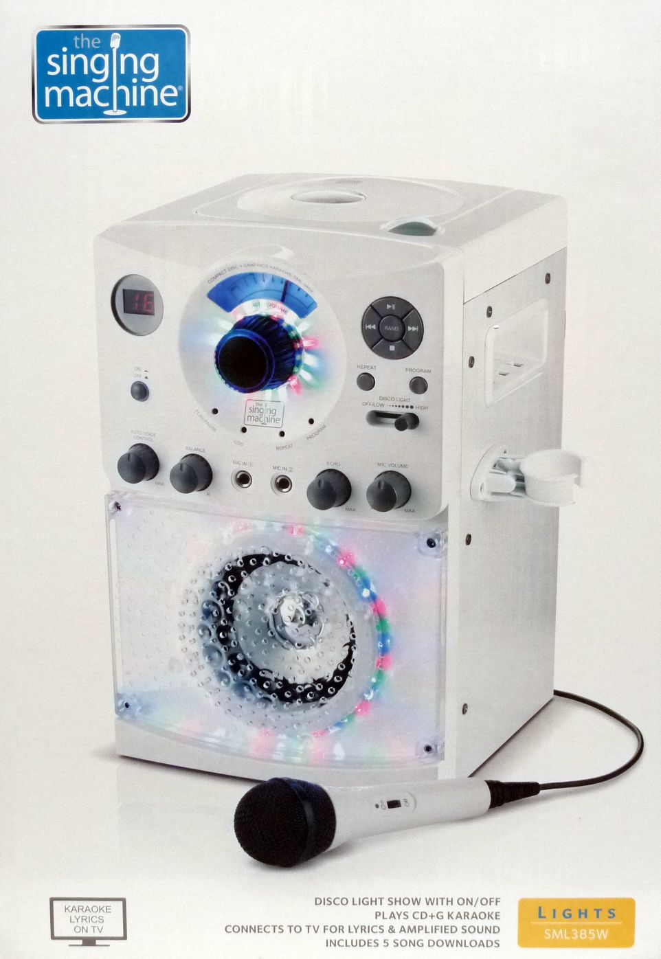 Machine SML 385W Karaoke System with Disco Lights Speaker Mic