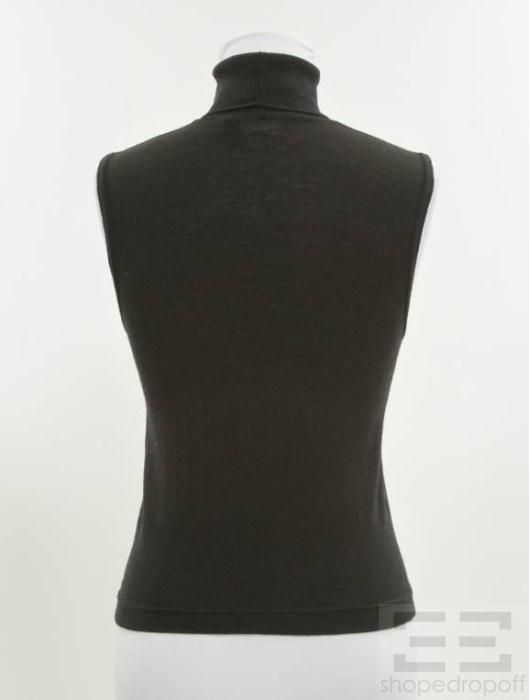 Karl Lagerfeld Black Wool Sleeveless Turtleneck Top Size 42