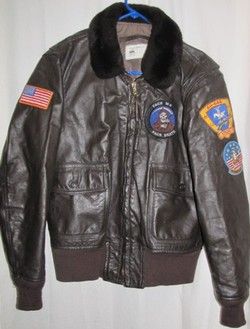 US Navy Marines G 1 Leather Flight Jacket w Patches Size 42 NR Apache