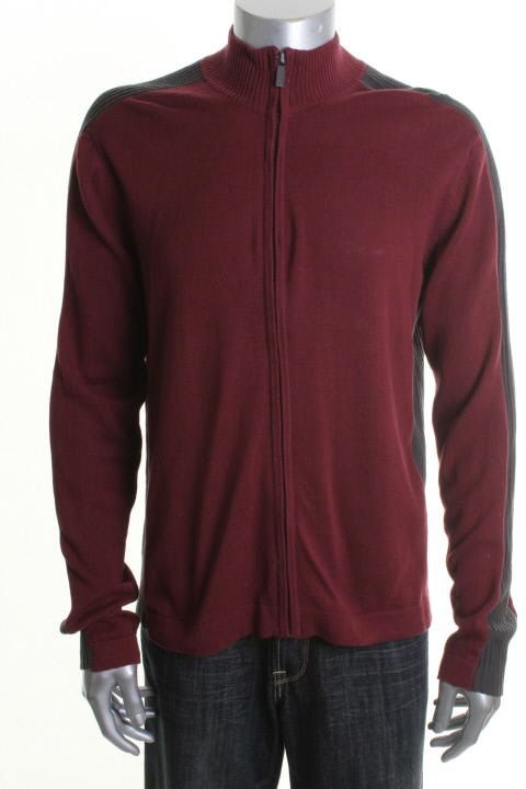 Kenneth Cole New Red Long Sleeve Mock Turtleneck Full Zip Sweater XL