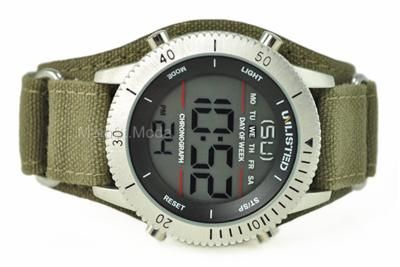 New Mens Unlisted Kenneth Cole Digital Watch Olive Green Military