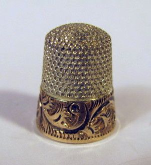 14K Gold & Sterling Silver Ketcham & McDougall Thimble PRETTY PRISTINE