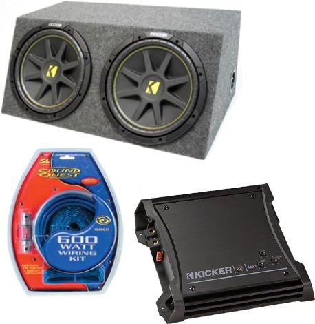 Kicker Car Audio Dual 12 Powered SEALED Sub Box Enclosure ZX400 1 C12