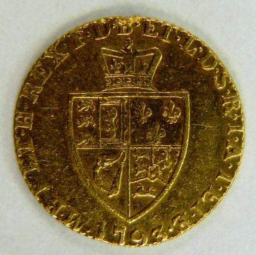 1793 King George III Gold Half Guinea. 4.2 grams of 22 ct Gold. Mount