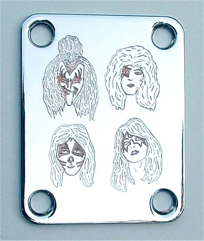 NECK PLATE Custom Engraved KISS   Makeup Faces Ace Gene Paul Peter