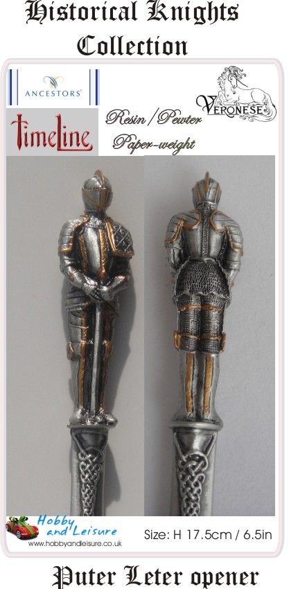 Ancestors Pewter Knight Letter Opener Myths Legends Historical Knights