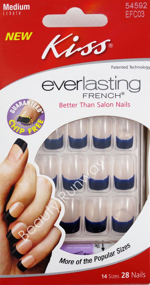 Kiss Glue on Nails Kit Everlasting French EFC03 Medium