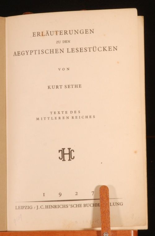 1927 Erläuterungen Aegyptischen Lesestücken Sethe 1st