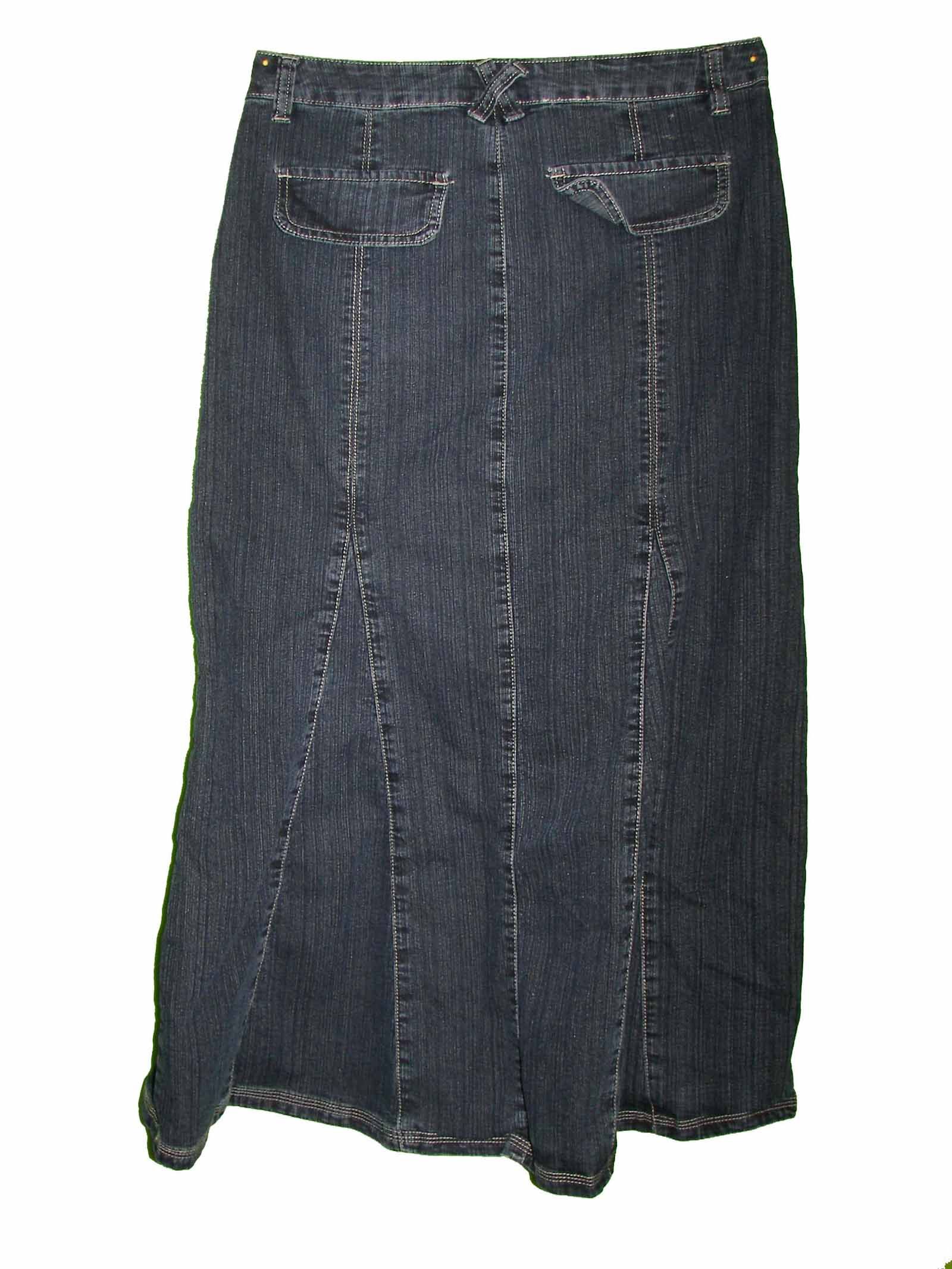 La Blues Sz 6 Womens Blue Jeans Denim Long Skirt Stretch KO55