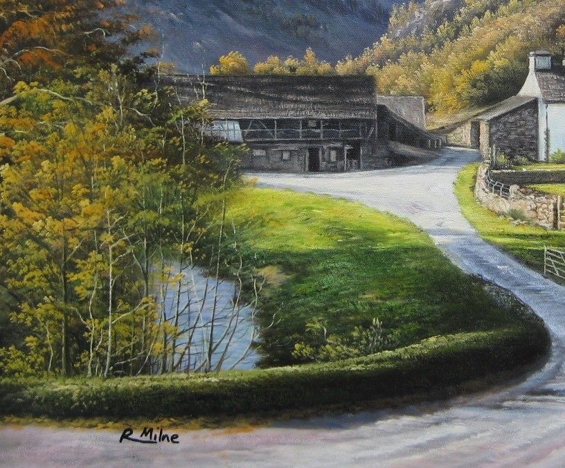 Oil Painting Cumbria Lake District Coniston Yew Tree Farm British