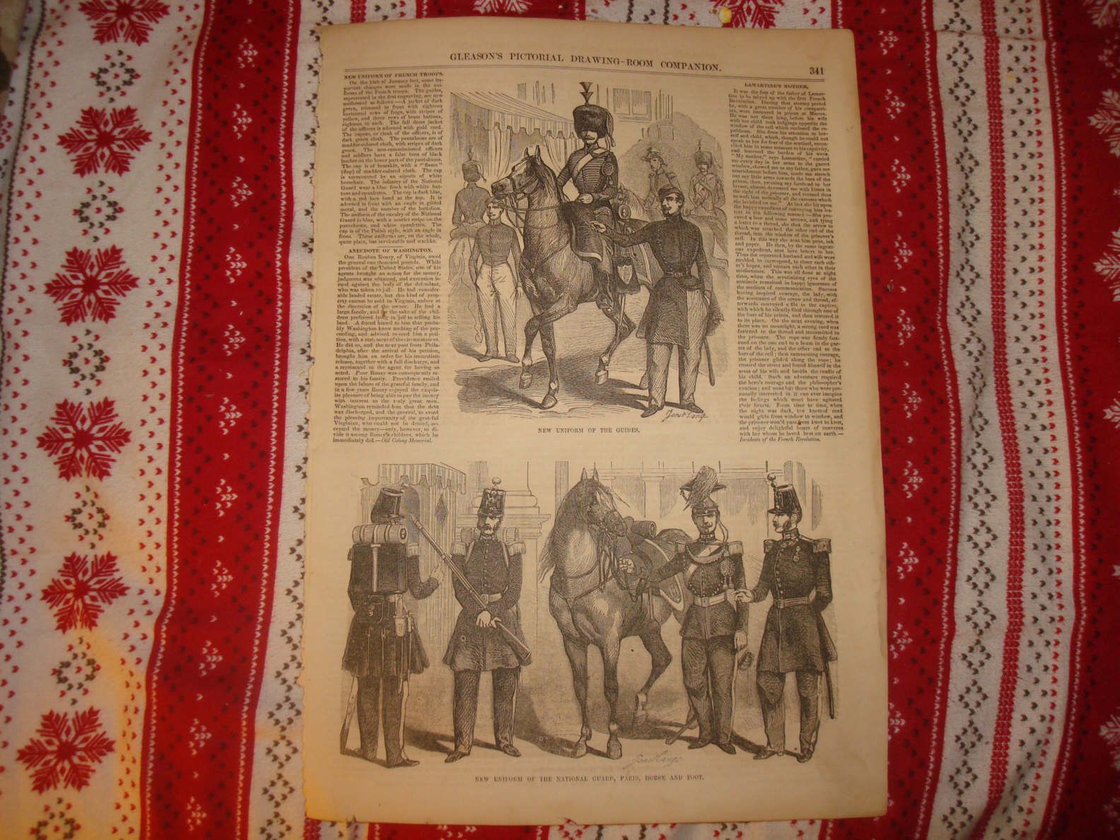 1854 Antique French Military Uniform Print Paris France