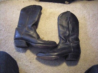 Mens Tony Lama Western Cowboy Black Leather Boots 9 D