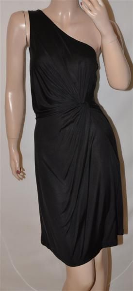 Laila Azhar Silk One Shoulder Twist Dress Large Blk