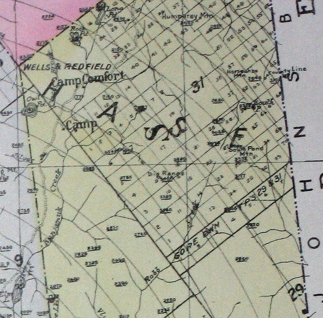 1912 Large Map Hamilton County NY Lake Pleasant Etc