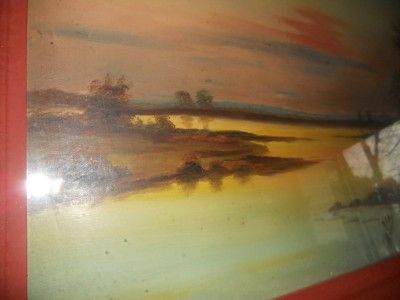 Pastel Painting Stunning Antique Sunset Landscape 20ct