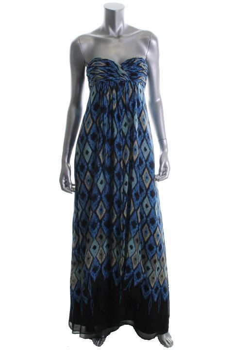 Laundry by Shelli Segal New Navy Silk Tie Dye Convertible Formal Dress