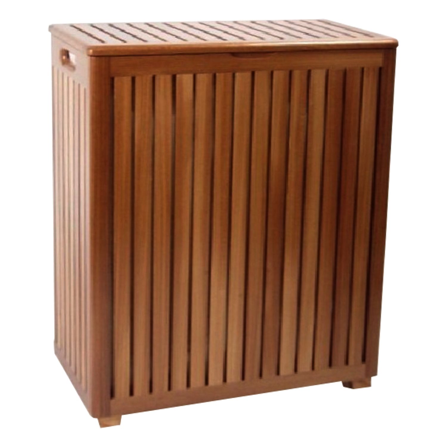 Redmon Genuine Teak Wood Laundry Hamper w Removable Laundry Bag