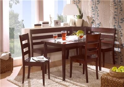 Solid Wood Corner Bench Kitchen Booth Breakfast Nook Set Table