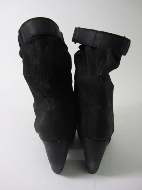 LD Tuttle Black Suede Deep Slouch Booties Sz 37 5 7 5