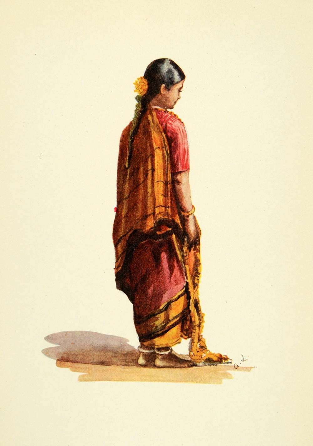 1914 Print Lady Lawley Mahratta Brahman Girl Thanjavur Silk Sari