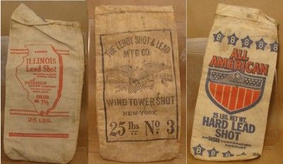 Vintage Lead Shot for Reloading Shot Shells Canvas Bags