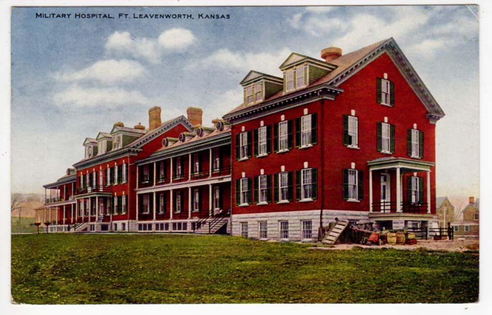 Postcard of The Military Hospital in ft Leavenworth Kansas