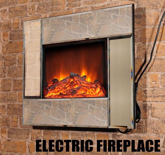 New 26 Wall Mounted Electric Fireplace LED Fire Lamp Heater Mirror