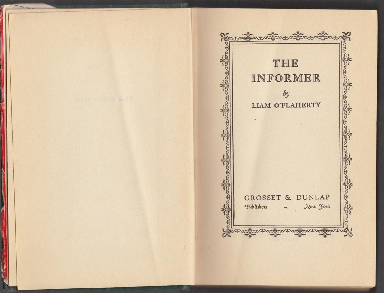 1925 THE INFORMER   LIAM OFLAHERTY 1ST/FIRST EDITION IRISH GANGSTERS