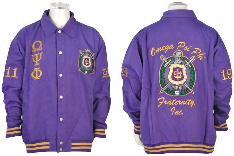 Omega PSI PHI 3 Letter Fraternity Mens Letterman Twill Jacket