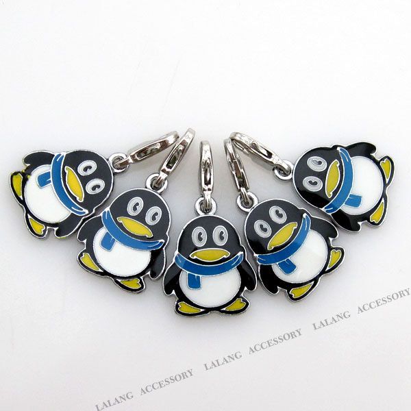 New Fashion Enamel Penguin Lobster Clip on Bead Pendant 220046