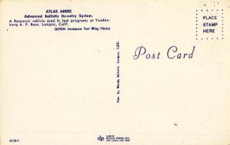 Lompoc CA Atlas Abres Advanced Ballistic Postcard