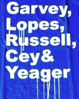 Garvey Lopes Russell Cey Yeager La Dodgers 80s Inflield Lineup Retro T