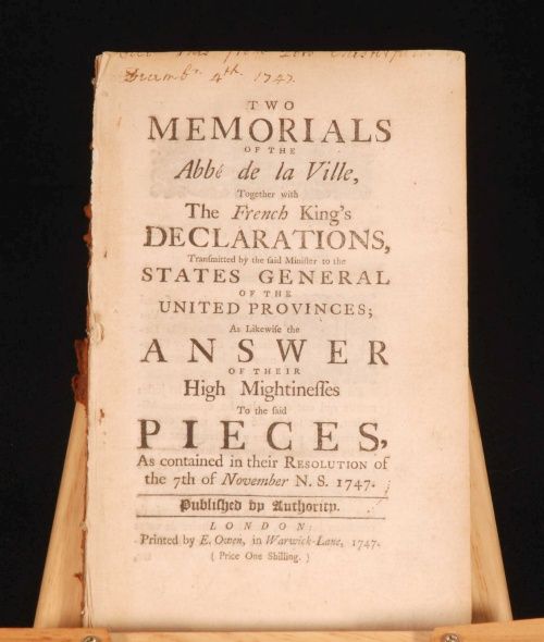 1747 King Louis XV War Austrian Succession Declarations