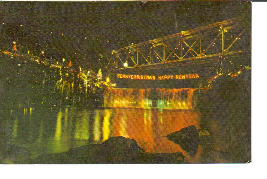 Christmas Lights Ludlow Falls Ohio Photo Postcard