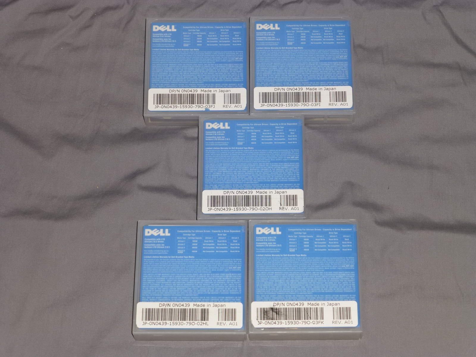 Lot of 5 Dell LTO Ultrium 2 LTO2 200 400 Tape Tapes Cartridge