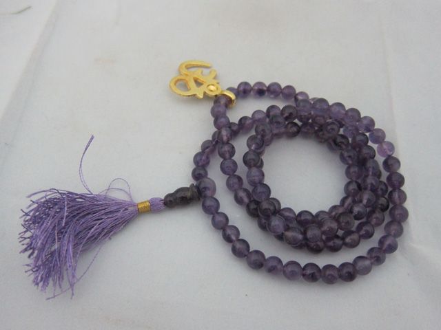 Amethyst Full Rosary Mala Spiritual Yoga Meditation Japamala 108 1OM