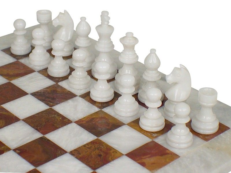 Staunton Marble Chess Set Red White 16