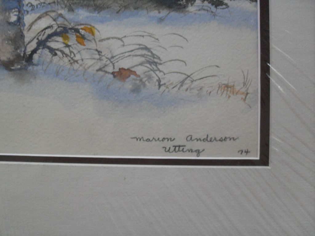 Matted Watercolour Winter Painting, Untitled by Marion Anderson Utting