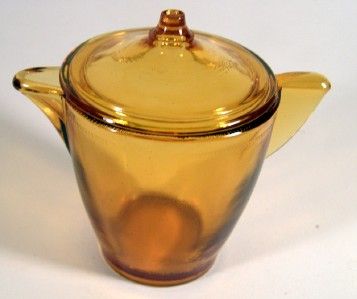 Vintage Akro Agate Amber Topaz Stippled Band Child 13pc Tea Set