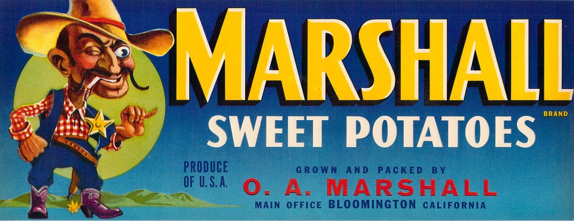 Marshall Vintage Sweet Potato Yam Crate Label Sherriff
