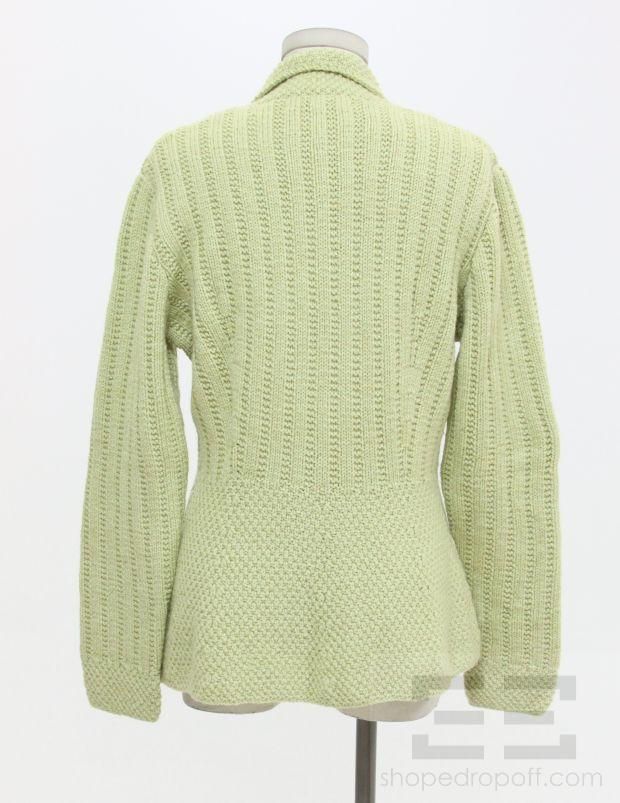 Marion Foale Green Knit Button Front Long Sleeve Cardigan