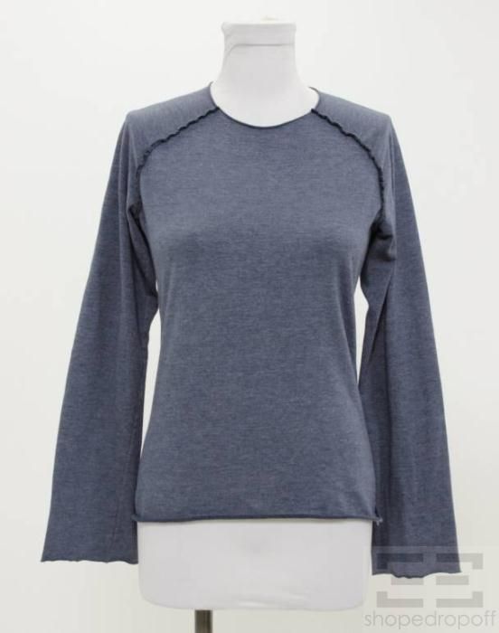 Martin Margiela Blue Wool BATEAU Neck Top Size S