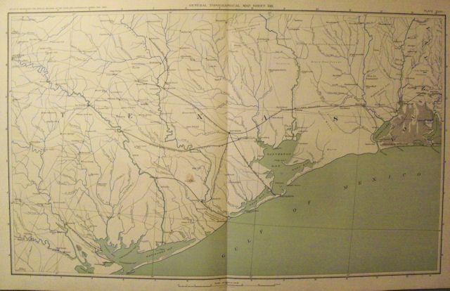 Texas Coast Map 1861 1895 Galveston Houston Austin