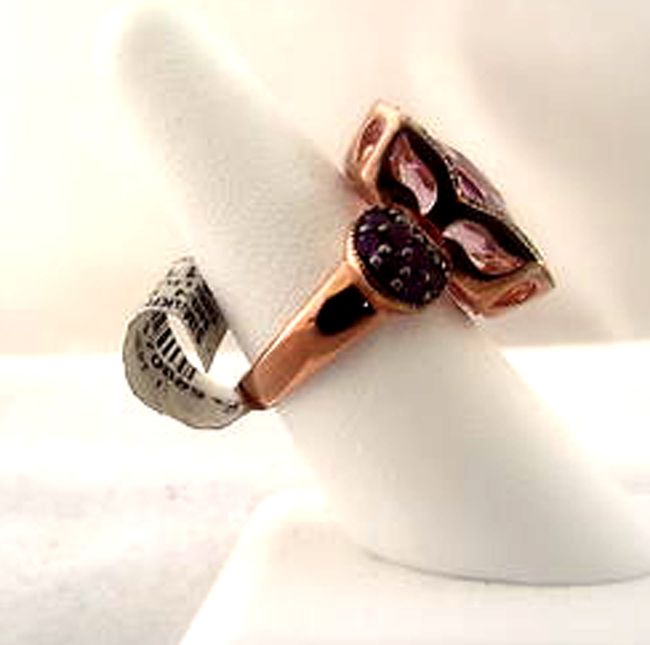 Sima K Rose de France Rose Vermeil Amethysts Ring Size 6