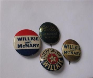 Willkie McNary Political Pinback Buttons 1940