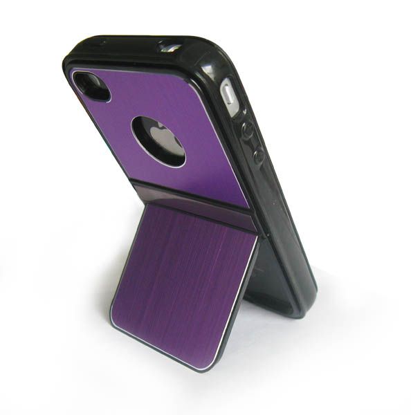 Stylus+ Aluminum TPU Hard Case Cover W/Chrome Stand For iPhone 4 4G 4S