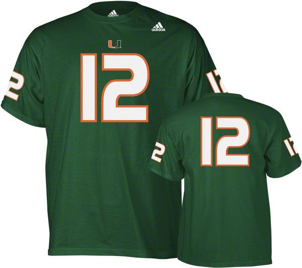 Miami Hurricanes Green Adidas 12 Football Jersey T Shirt